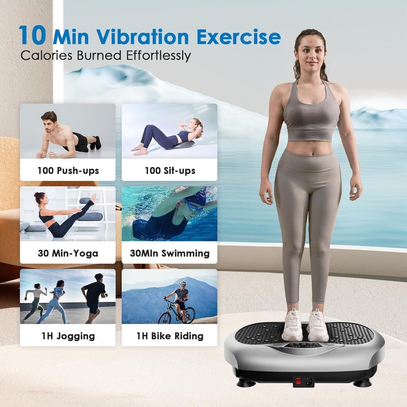 Natini Vibration Plate Exercise Machine - Whole Body Workout Vibration Platform Lymphatic Drainage Machine for Weight Loss Home Fitness with Resistance Bands Remote - Image 4